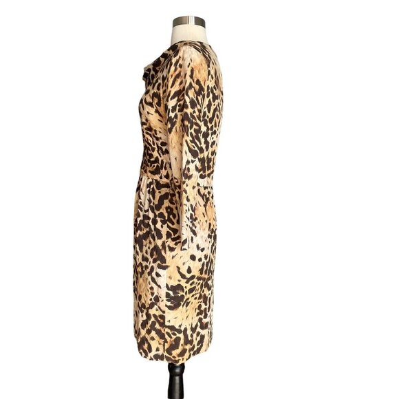 Bill Blass Vintage Silk Leopard Animal Print Dress Cocktail - Picture 3 of 12